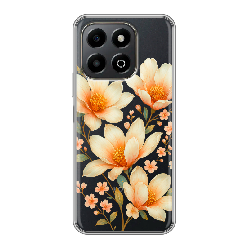 Силиконовый противоударный чехол на Honor X6b с принтом Цветы Силиконовый противоударный чехол на Honor X6b с принтом Цветы
