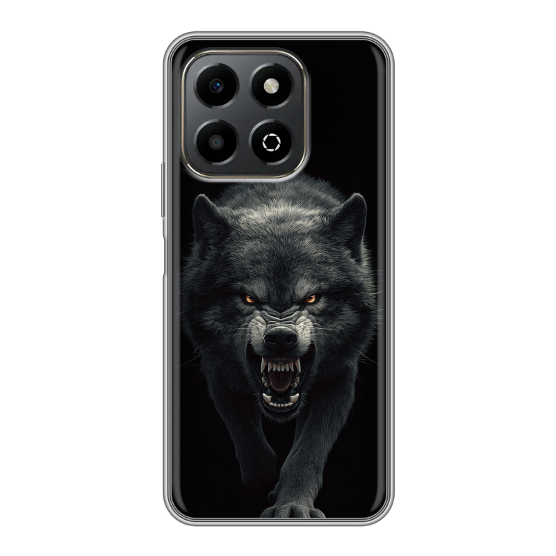 Силиконовый противоударный чехол на Honor X6b с принтом Волк Силиконовый противоударный чехол на Honor X6b с принтом Волк