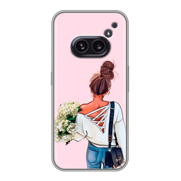 Силиконовый чехол на Nothing Phone (2a) Plus с принтом Девушка и букет Силиконовый чехол на Nothing Phone (2a) Plus с принтом Девушка и букет