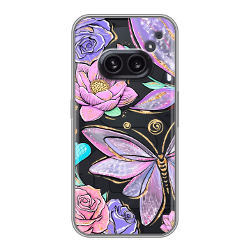 Силиконовый чехол на Nothing Phone (2a) Plus с принтом Бабочки и цветы Силиконовый чехол на Nothing Phone (2a) Plus с принтом Бабочки и цветы