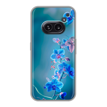 Силиконовый чехол на Nothing Phone (2a) Plus с принтом Голубые цветы