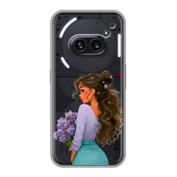 Силиконовый чехол на Nothing Phone (2a) Plus с принтом девушка цветы