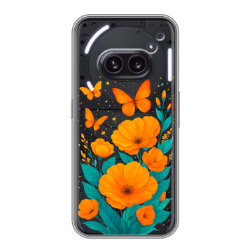 Силиконовый чехол на Nothing Phone (2a) Plus с принтом цветы бабочки