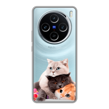 Силиконовый чехол на Vivo X100 с принтом Кошки Силиконовый чехол на Vivo X100 с принтом Кошки