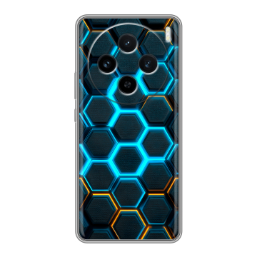 Силиконовый чехол на Vivo X100 с принтом Неоновые соты