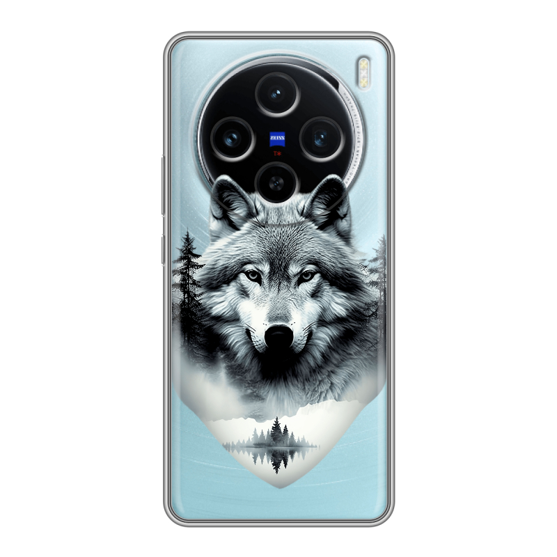 Силиконовый чехол на Vivo X100 с принтом Волк в лесу Силиконовый чехол на Vivo X100 с принтом Волк в лесу