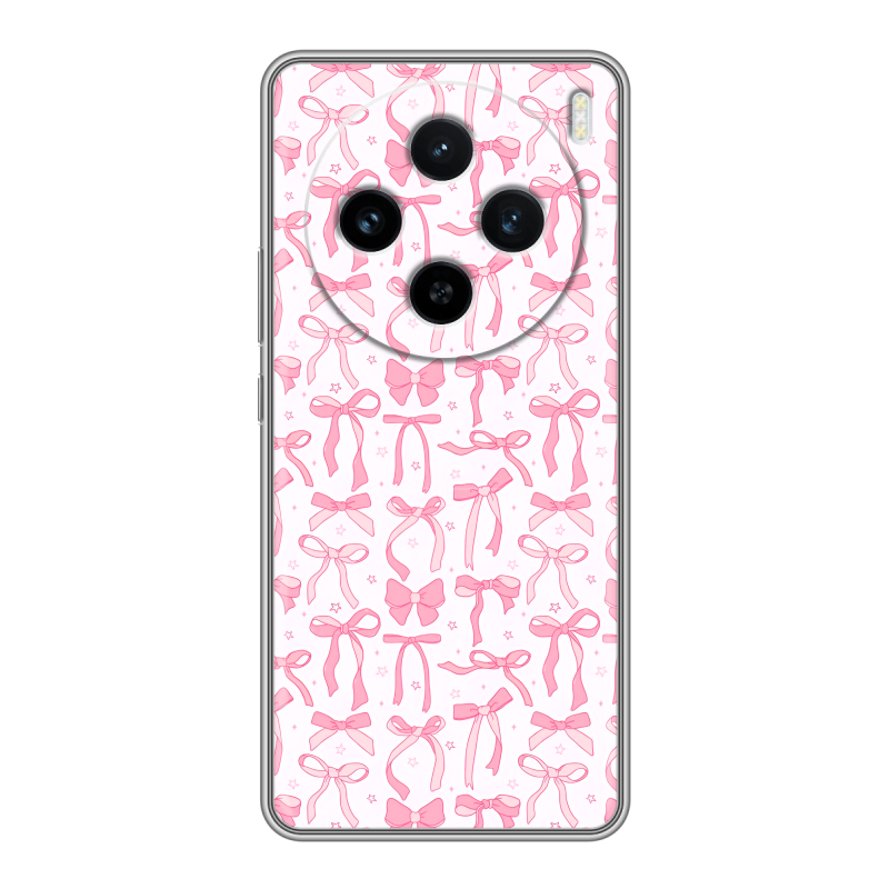 Силиконовый чехол на Vivo X100 с принтом Розовые бантики Силиконовый чехол на Vivo X100 с принтом Розовые бантики