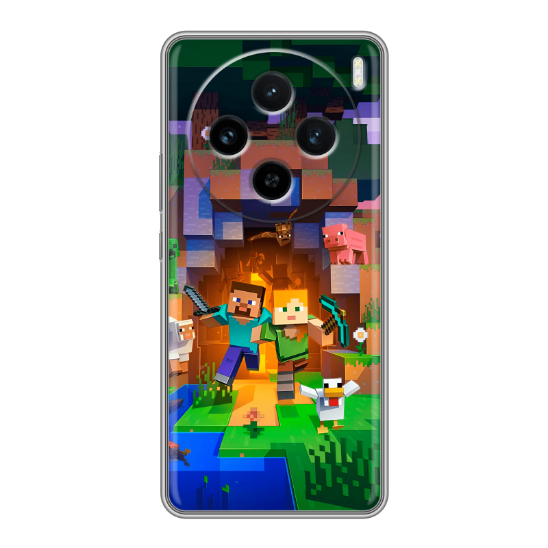 Силиконовый чехол на Vivo X100 с принтом Майнкрафт Minecraft Силиконовый чехол на Vivo X100 с принтом Майнкрафт Minecraft