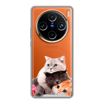 Силиконовый чехол на Vivo X100 Pro с принтом Кошки Силиконовый чехол на Vivo X100 Pro с принтом Кошки