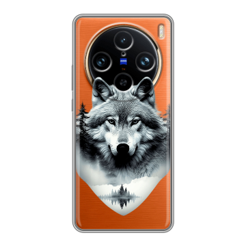 Силиконовый чехол на Vivo X100 Pro с принтом Волк в лесу
