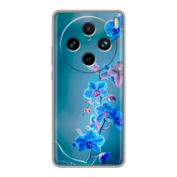 Силиконовый чехол на Vivo X100 Pro с принтом Голубые цветы