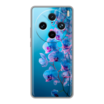 Силиконовый чехол на Vivo X100 Pro с принтом голубые орхидеи