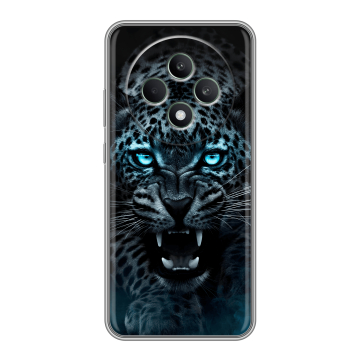 Силиконовый чехол на OPPO Reno12 F с принтом Темный леопард Силиконовый чехол на OPPO Reno12 F с принтом Темный леопард