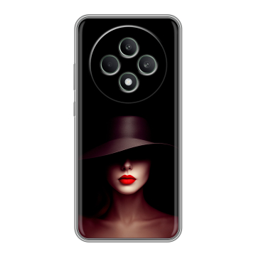 Силиконовый чехол на OPPO Reno12 F с принтом Девушка в шляпе Силиконовый чехол на OPPO Reno12 F с принтом Девушка в шляпе