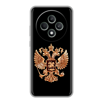 Силиконовый чехол на OPPO Reno12 F с принтом Герб России золотой Силиконовый чехол на OPPO Reno12 F с принтом Герб России золотой