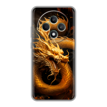 Силиконовый чехол на OPPO Reno12 F с принтом Золотой дракон Силиконовый чехол на OPPO Reno12 F с принтом Золотой дракон