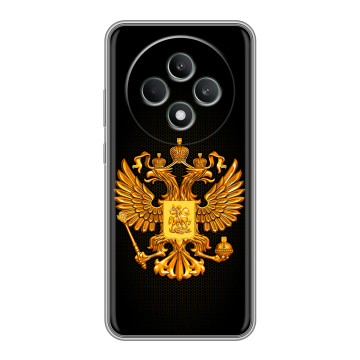 Силиконовый чехол на OPPO Reno12 F с принтом Герб России желтый