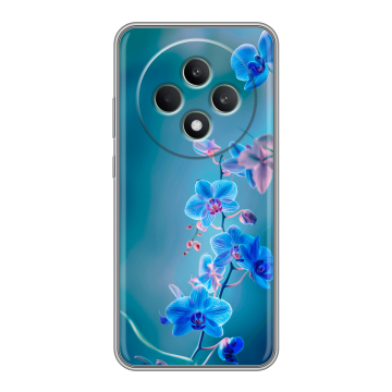 Силиконовый чехол на OPPO Reno12 F с принтом Голубые цветы Силиконовый чехол на OPPO Reno12 F с принтом Голубые цветы