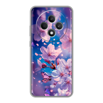 Силиконовый чехол на OPPO Reno12 F с принтом цветы бабочки Силиконовый чехол на OPPO Reno12 F с принтом цветы бабочки