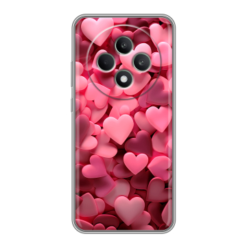 Силиконовый чехол на OPPO Reno12 F с принтом розовые сердечки Силиконовый чехол на OPPO Reno12 F с принтом розовые сердечки