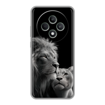 Силиконовый чехол на OPPO Reno12 F с принтом Лев кошки