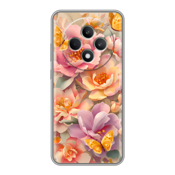 Силиконовый чехол на OPPO Reno12 F с принтом Цветы и бабочки