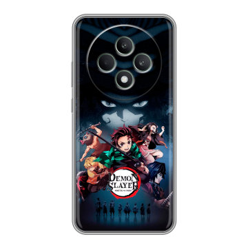Силиконовый чехол на OPPO Reno12 F с принтом Demon Slayer Клинок рассекающий демонов
