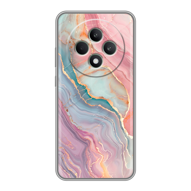 Силиконовый чехол на OPPO Reno12 F с принтом розовый мрамор Силиконовый чехол на OPPO Reno12 F с принтом розовый мрамор