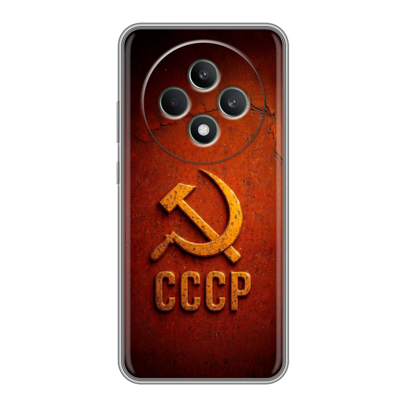 Силиконовый чехол на OPPO Reno12 F с принтом Флаг Герб СССР Силиконовый чехол на OPPO Reno12 F с принтом Флаг Герб СССР