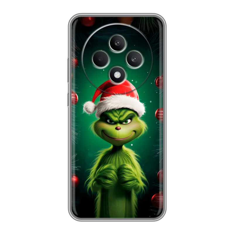Силиконовый чехол на OPPO Reno12 F с принтом Гринч Новый год Рождество Силиконовый чехол на OPPO Reno12 F с принтом Гринч Новый год Рождество