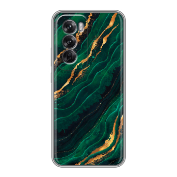 Силиконовый чехол на OPPO Reno12 Pro с принтом Мрамор зеленое золото