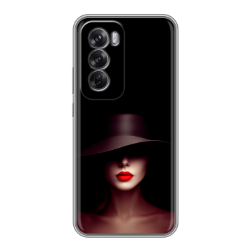 Силиконовый чехол на OPPO Reno12 Pro с принтом Девушка в шляпе