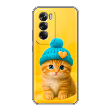 Силиконовый чехол на OPPO Reno12 Pro с принтом Котенок в шапке