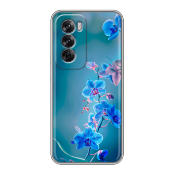 Силиконовый чехол на OPPO Reno12 Pro с принтом Голубые цветы