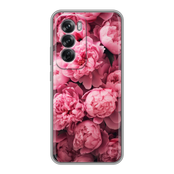 Силиконовый чехол на OPPO Reno12 Pro с принтом цветы пионы