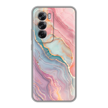Силиконовый чехол на OPPO Reno12 Pro с принтом розовый мрамор