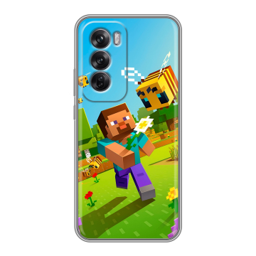 Силиконовый чехол на OPPO Reno12 Pro с принтом Майнкрафт Minecraft