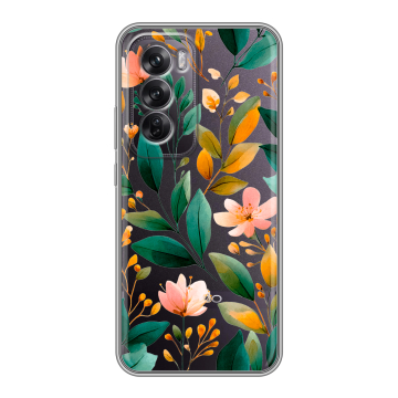 Силиконовый чехол на OPPO Reno12 Pro с принтом Цветы паттерн
