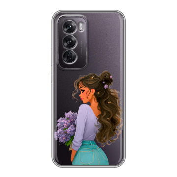 Силиконовый чехол на OPPO Reno12 Pro с принтом девушка цветы