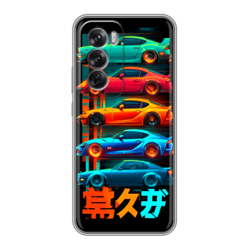 Силиконовый чехол на OPPO Reno12 Pro с принтом машины тачки