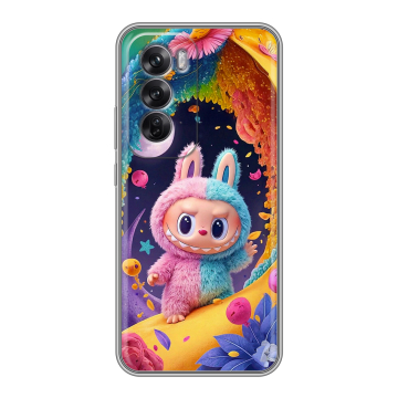 Силиконовый чехол на OPPO Reno12 Pro с принтом Labubu Лабубу