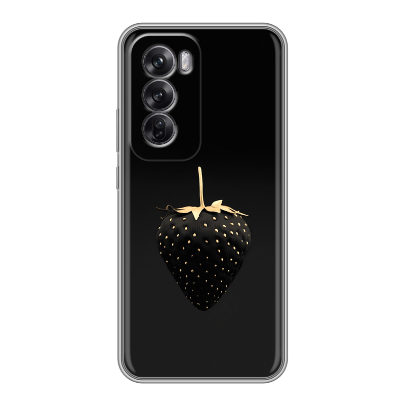 Силиконовый чехол на OPPO Reno12 Pro с принтом Черная клубника Силиконовый чехол на OPPO Reno12 Pro с принтом Черная клубника