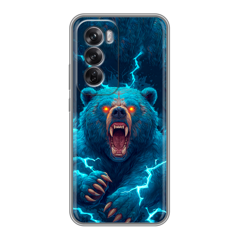 Силиконовый чехол на OPPO Reno12 Pro с принтом Медведь Силиконовый чехол на OPPO Reno12 Pro с принтом Медведь