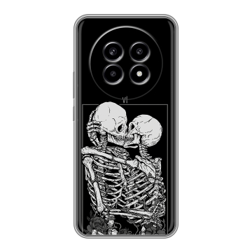 Силиконовый чехол на Realme 13 Pro с принтом Поцелуй скелетов Силиконовый чехол на Realme 13 Pro с принтом Поцелуй скелетов
