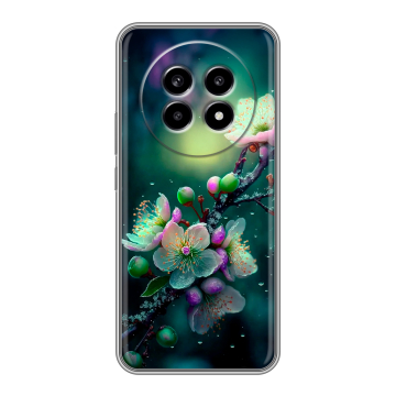 Силиконовый чехол на Realme 13 Pro с принтом Цветы и мрамор
