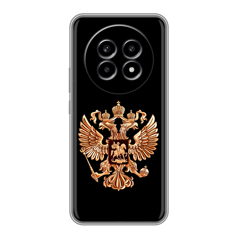 Силиконовый чехол на Realme 13 Pro с принтом Герб России золотой Силиконовый чехол на Realme 13 Pro с принтом Герб России золотой