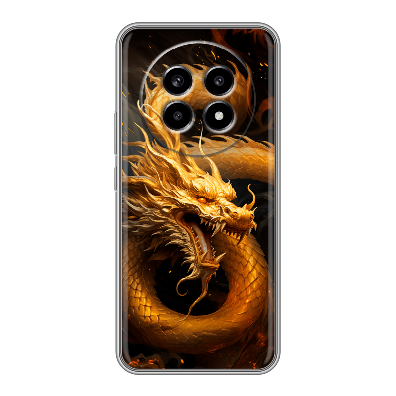 Силиконовый чехол на Realme 13 Pro с принтом Золотой дракон Силиконовый чехол на Realme 13 Pro с принтом Золотой дракон