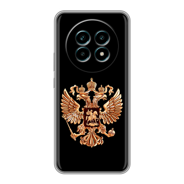 Силиконовый чехол на Realme 13 Pro Plus с принтом Герб России золотой