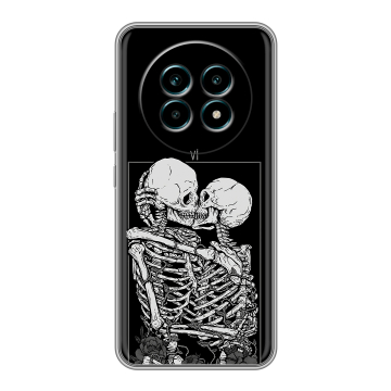 Силиконовый чехол на Realme 13 Pro Plus с принтом Поцелуй скелетов Силиконовый чехол на Realme 13 Pro Plus с принтом Поцелуй скелетов