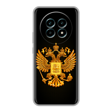 Силиконовый чехол на Realme 13 Pro Plus с принтом Герб России желтый Силиконовый чехол на Realme 13 Pro Plus с принтом Герб России желтый